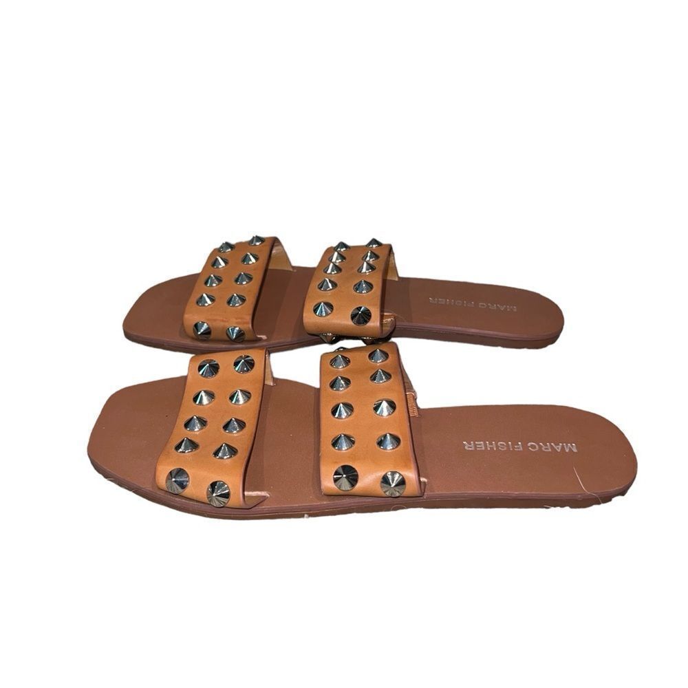 Marc‎ Fisher brown faux leather studded sandals women’s a size 8M